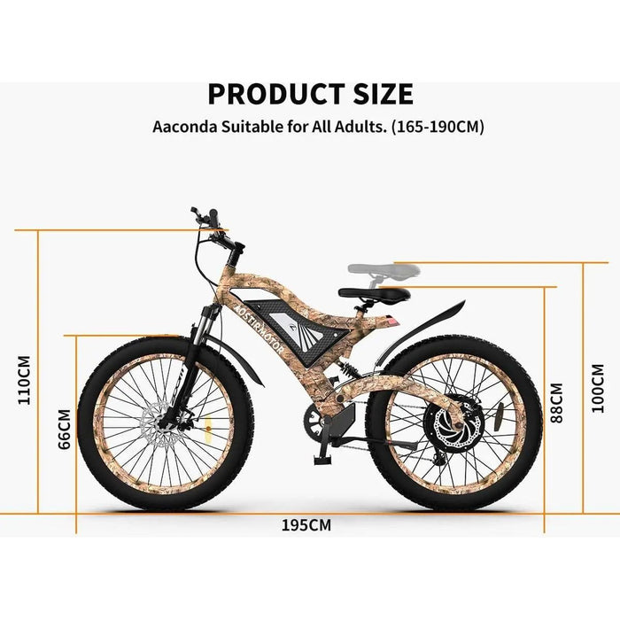 Aostirmotor S18-1500W Snakeskin Grain 1500W 48V Fat Tire Mountain Electric Bike