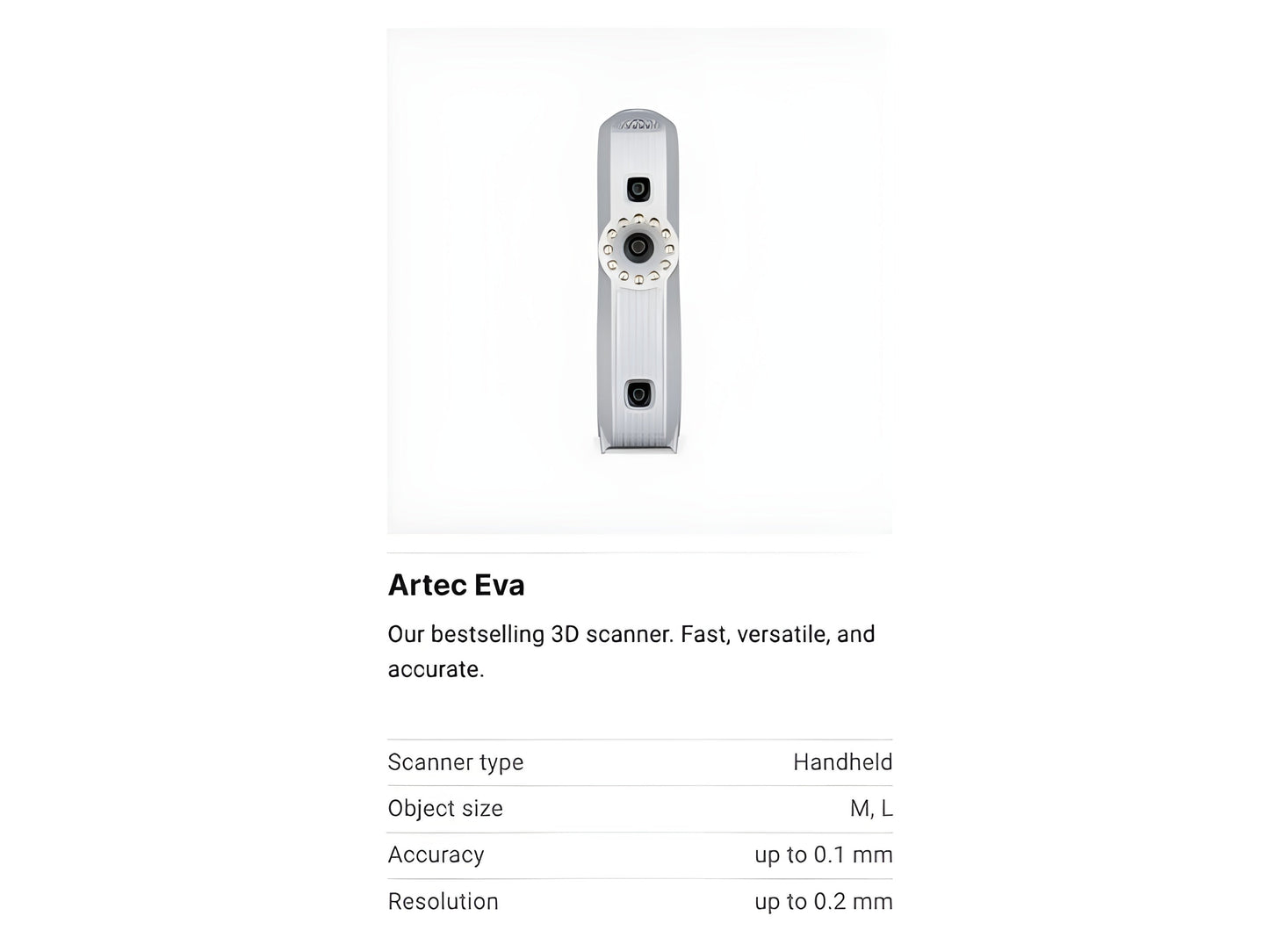 Artec Eva Upgrade from Eva Lite