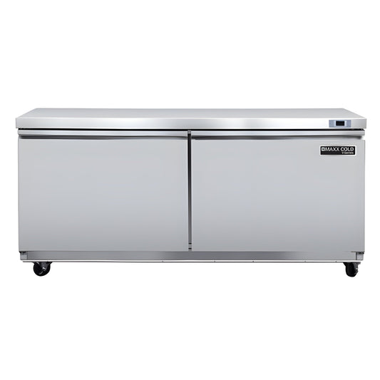 Maxx Cold V-Series 2 Door Undercounter Freezer, in Stainless Steel - MVF60UHC