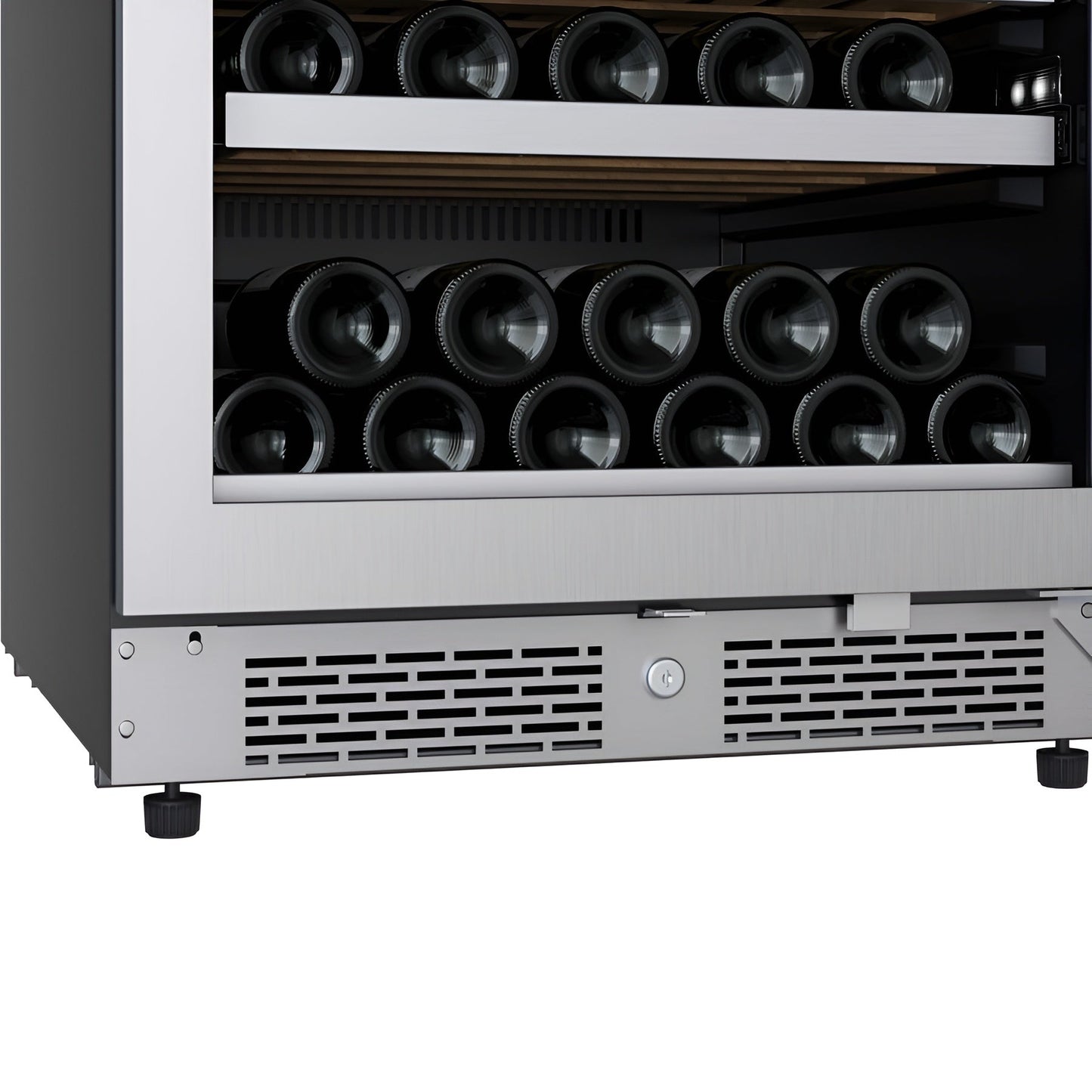 Avallon 24 Inch Wide 140 Bottle Capacity Built-In or Free Standing Wine Cooler with Wood Shelves, Dual Zone Cooling, Door Alarm, Door Lock and Energy Star Rated - AWC243TDZRHA