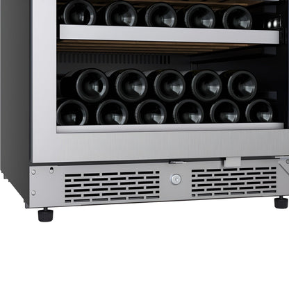 Avallon 24 Inch Wide 140 Bottle Capacity Built-In or Free Standing Wine Cooler with Wood Shelves, Dual Zone Cooling, Door Alarm, Door Lock and Energy Star Rated - AWC243TDZRHA