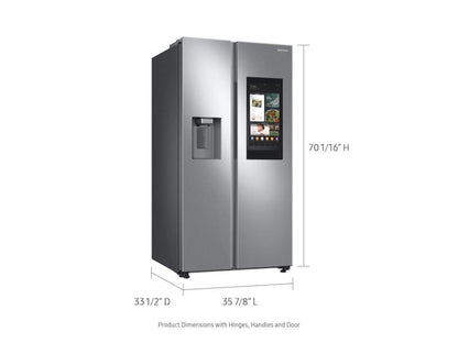 SAMSUNG 26.7 cu. ft. Large Capacity Side-by-Side Refrigerator with Touch Screen Family Hub™ in Stainless Steel - RS27T5561SR-KT