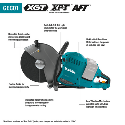 Makita 80V Max (40V Max X2) XGT GEC01PL4 Brushless 14 In. Power Cutter Kit with 4 Batteries, AFT, Electric Brake - GEC01PL4