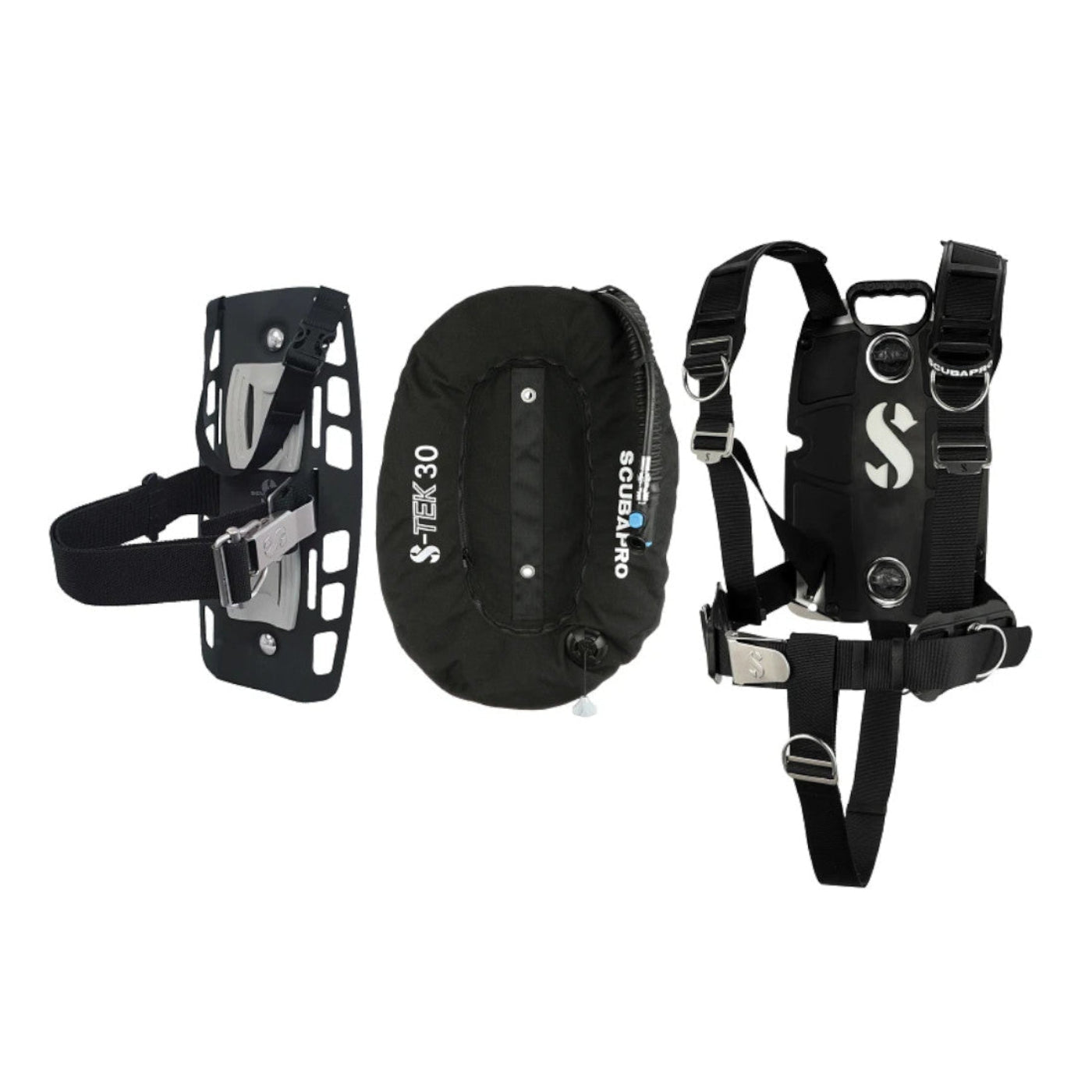 ScubaPro S-TEK Pro Back Plate / Wing Harness System for Single or Twin Tank Diving - BCD402 30LB