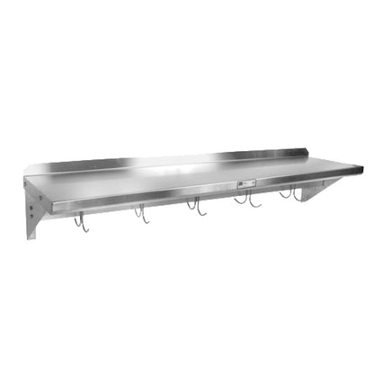 John Boos BHS1236PR Wall-Mounted Overshelf with Pot Rack - JBBHS1236PR