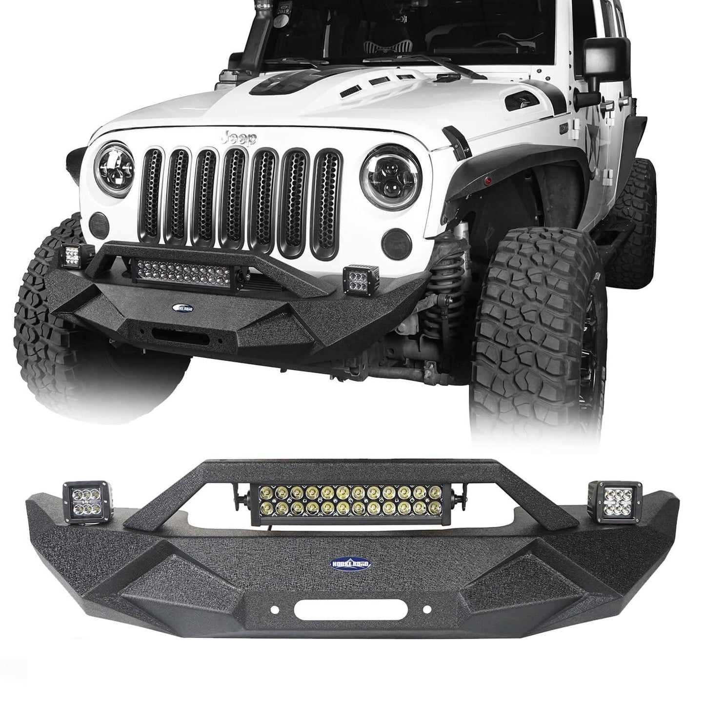 Hooke Road Blade Master Front Bumper w/Winch Plate & Light Bar(07-18 Jeep Wrangler JK)
