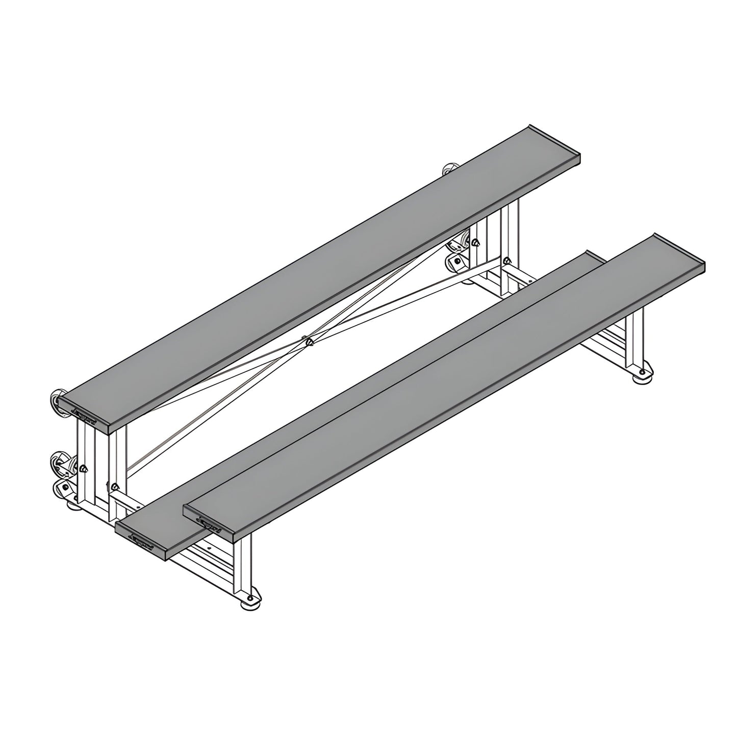 Bleacher - 7-1/2 ft. (2 Row - Single Foot Plank) - Tip & Roll