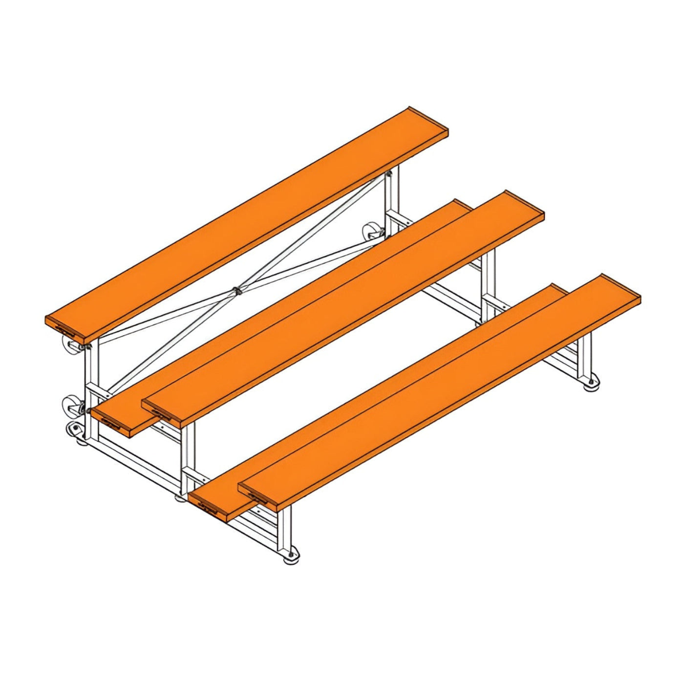 Bleacher - 7-1/2 ft. (3 Row - Single Foot Plank) - Tip & Roll