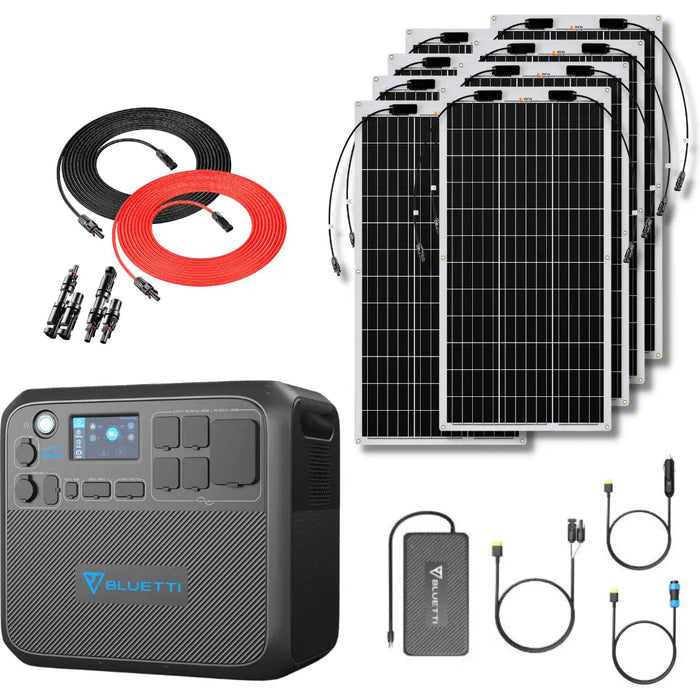 Bluetti AC200MAX 2048Wh 2200W Solar Generator + 100W Flexible Monocrystalline Solar Panel Kit