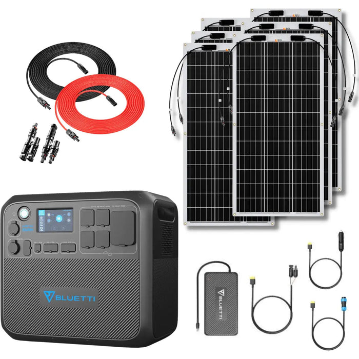 Bluetti AC200MAX 2048Wh 2200W Solar Generator + 100W Flexible Monocrystalline Solar Panel Kit