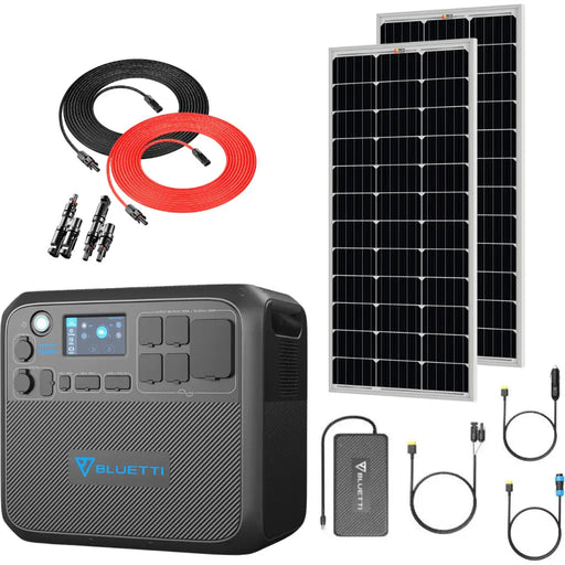 Bluetti AC200MAX 2048Wh 2200W Solar Generator + 100W Rigid Monocrystalline Solar Panel Kit