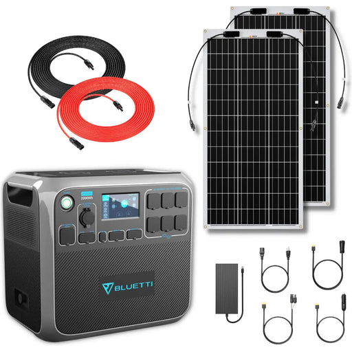 Bluetti AC200P 2000Wh 2000W Solar Generator + 100W Flexible Monocrystalline Solar Panel Kit