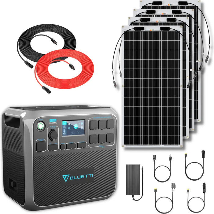 Bluetti AC200P 2000Wh 2000W Solar Generator + 100W Flexible Monocrystalline Solar Panel Kit