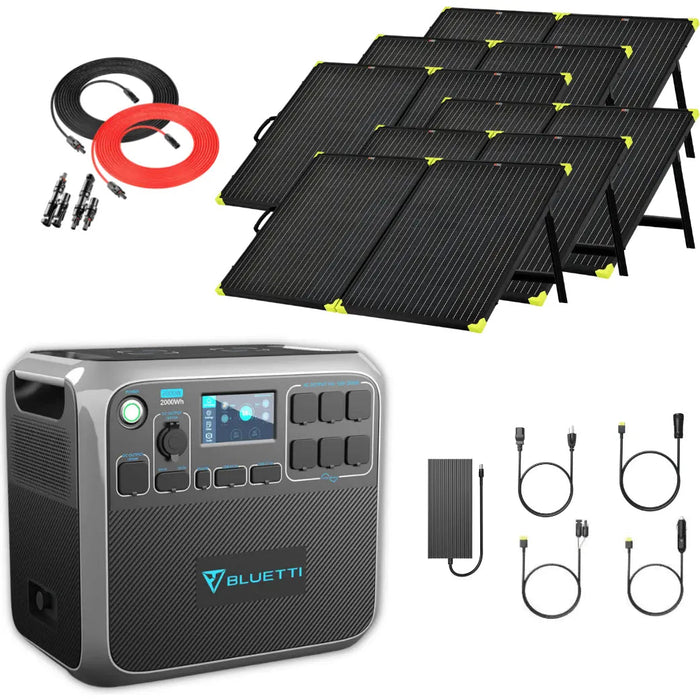 Bluetti AC200P 2000Wh 2000W Solar Generator + 100W Portable Monocrystalline Solar Panel Kit