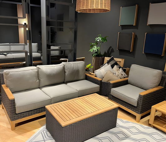 Royal Teak Collection Boca Sofa Honey with Nurture Colored Cushions - BOCA3S-H