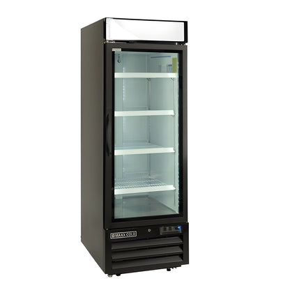 Maxx Cold V-Series Single Glass Door Merchandiser Refrigerator, in Black - MVMR23B