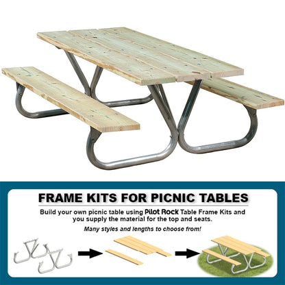 Pilot Rock 6 Pack 6'/8' Outdoor Steel Non Tip Picnic Table Leg Kits (Frame Only) - 415922