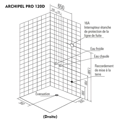 Sauna Hammam HAMMAM SHOWER CABIN DUO ARCHIPEL PRO 120D BLACK (120X85CM) - 2 PLACE