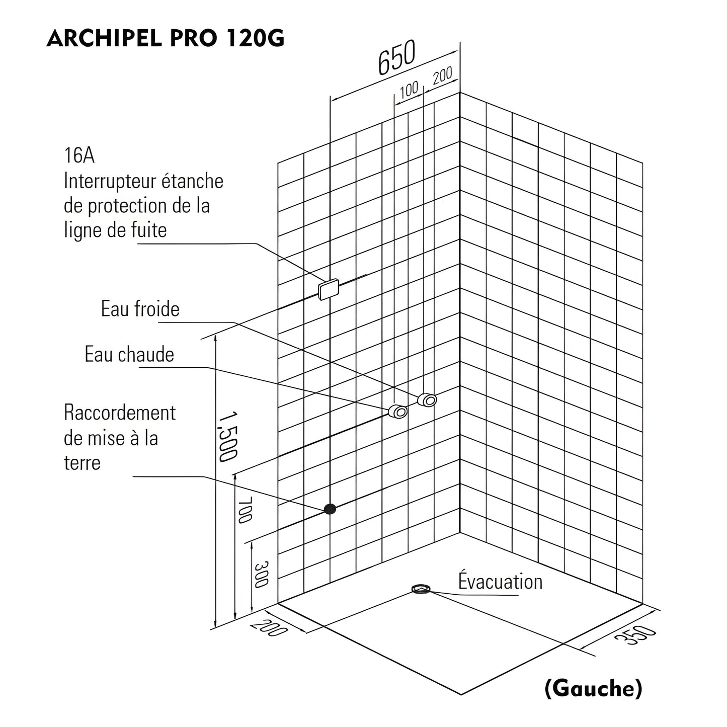 Sauna Hammam HAMMAM SHOWER CABIN DUO ARCHIPEL PRO 120G BLACK (120X85CM) - 2 PLACES - MK53019691