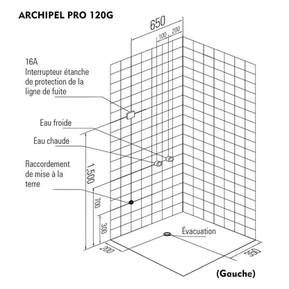 Sauna Hammam HAMMAM SHOWER CABIN DUO ARCHIPEL PRO 120G BLACK (120X85CM) - 2 PLACES - MK53019691