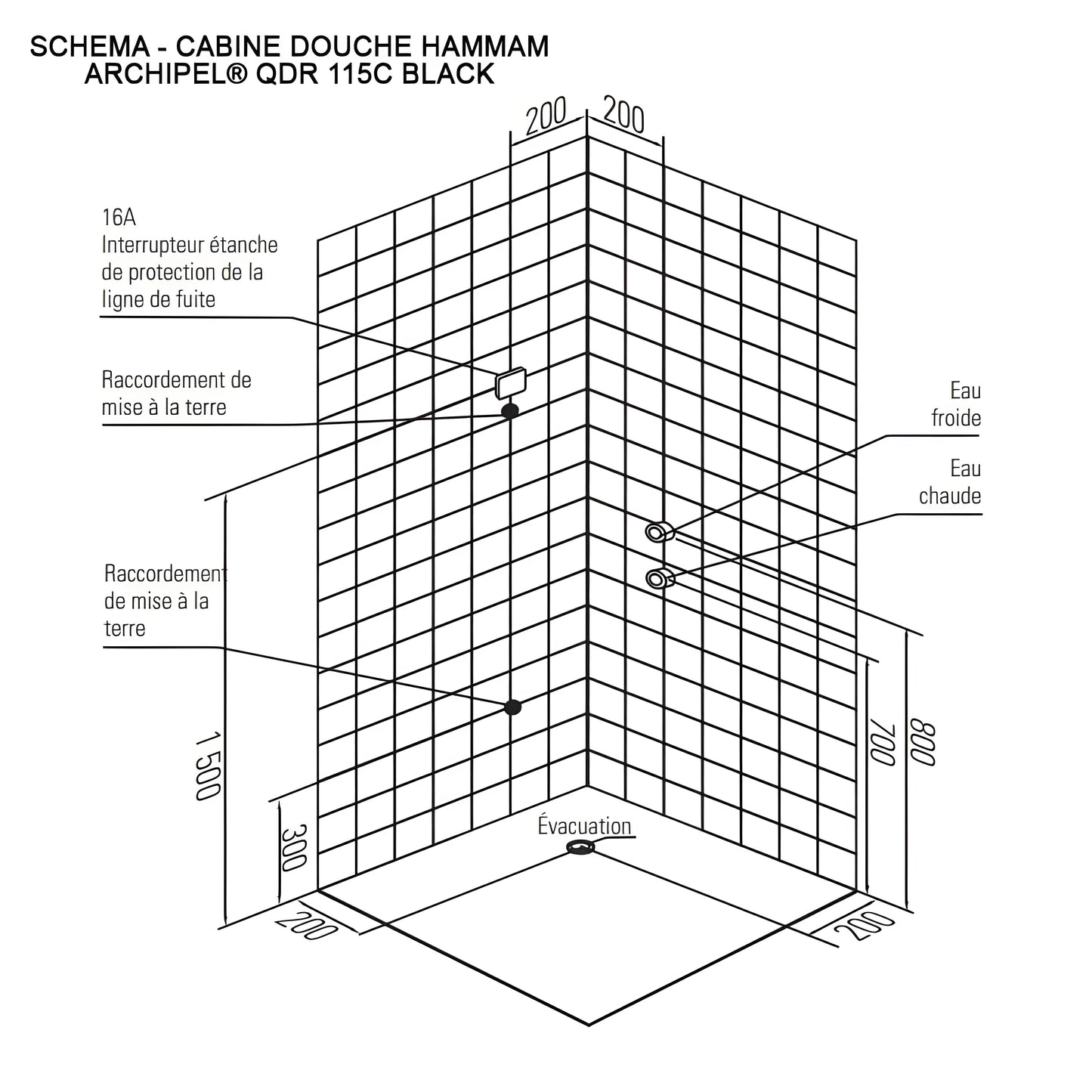 Sauna Hammam SHOWER CABIN HAMMAM DUO ARCHIPEL QDR 115C BLACK - MK53016813