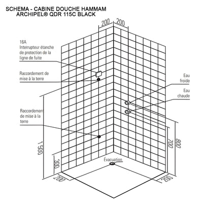Sauna Hammam SHOWER CABIN HAMMAM DUO ARCHIPEL QDR 115C BLACK - MK53016813