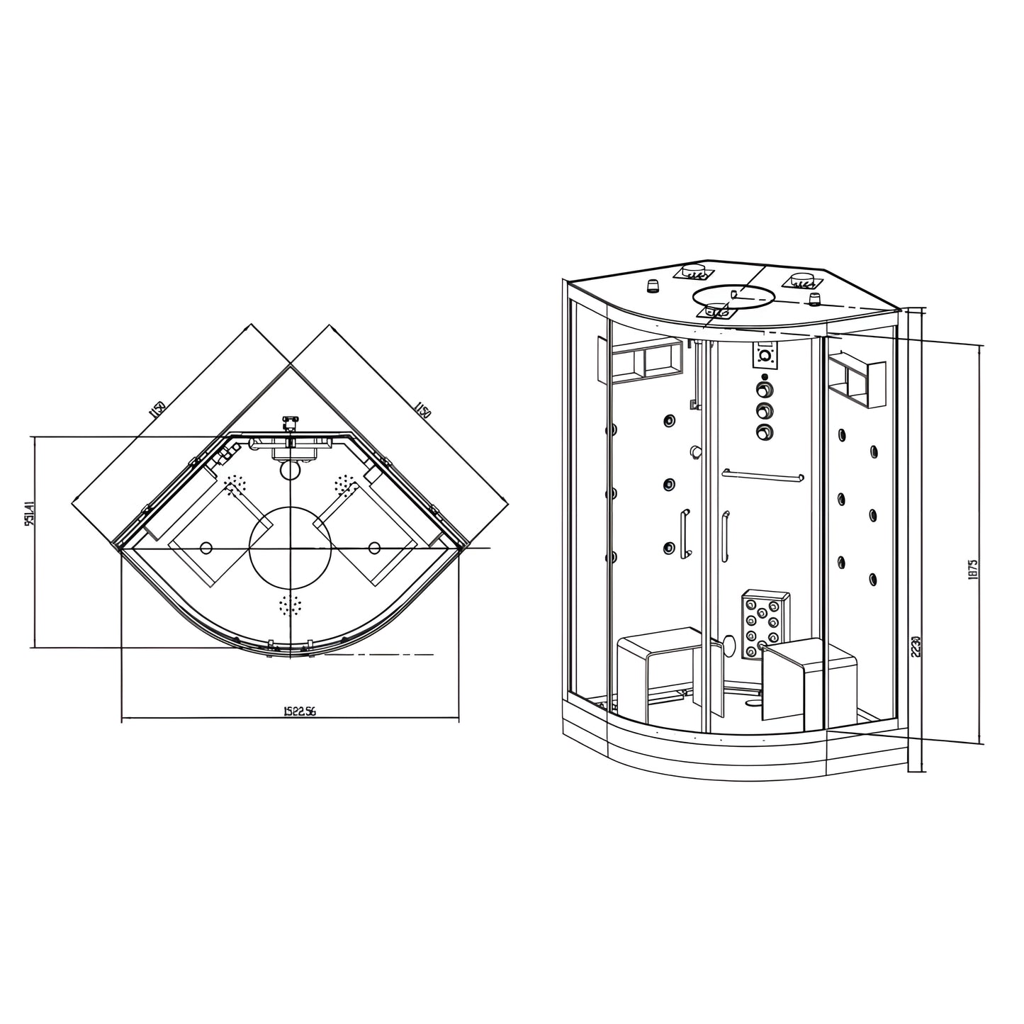 Sauna Hammam SHOWER CABIN HAMMAM DUO ARCHIPEL QDR 115C BLACK - MK53016813