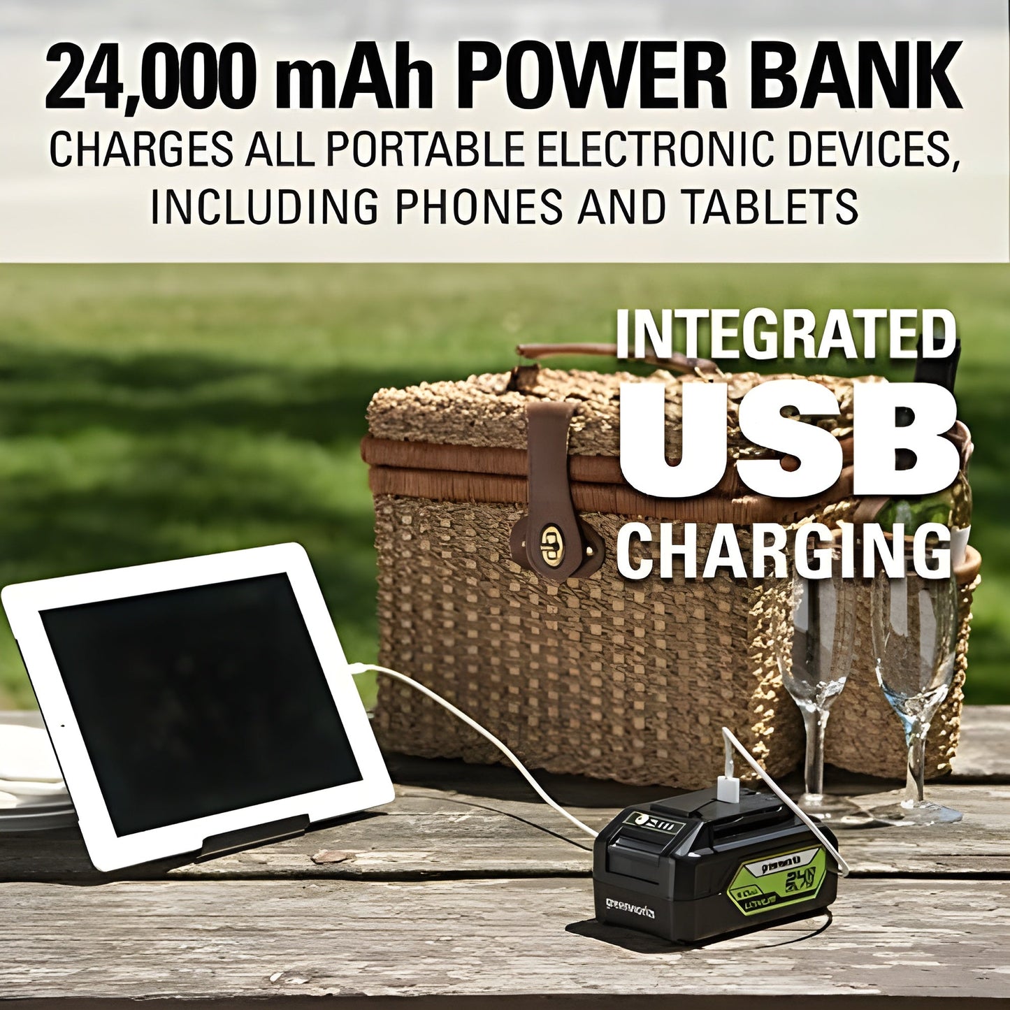 Greenworks 48V (2x24V) 20" Cordless Battery Push Mower w/ (2) 4.0Ah USB Batteries & Charger - 2532602