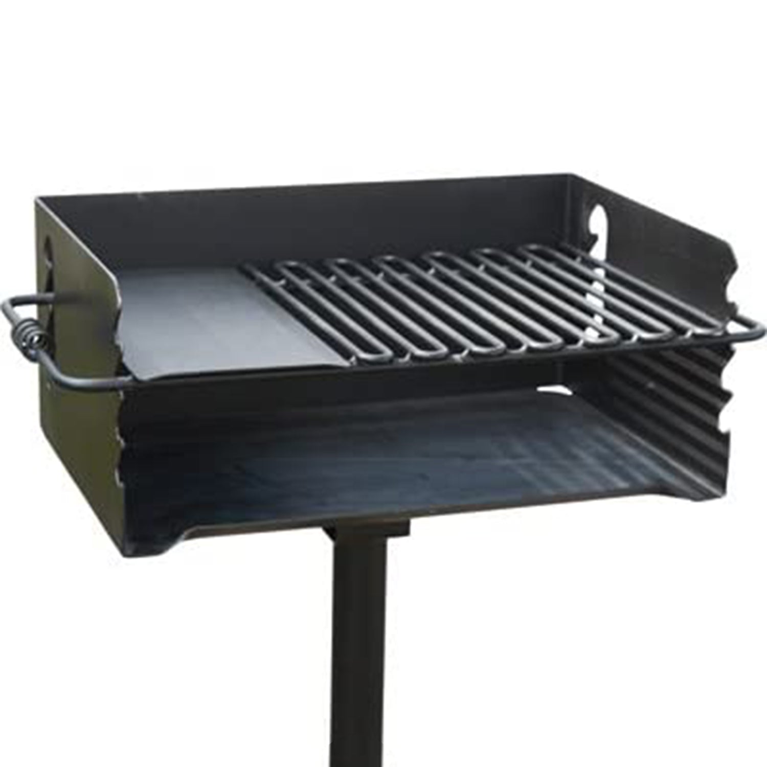 Pilot Rock Jumbo Park Style Steel Outdoor BBQ Charcoal Grill and Post, 3 Pack - 415882