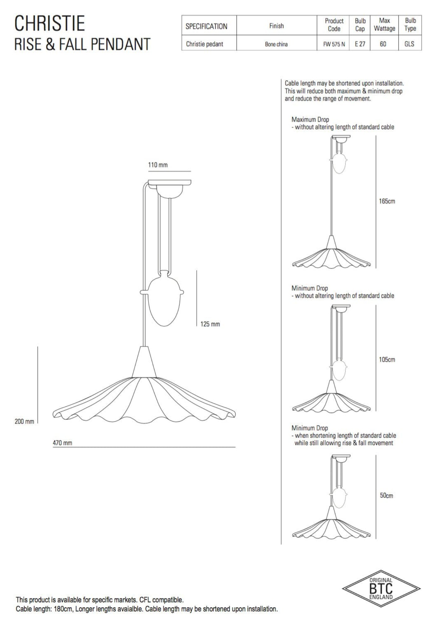 Original BTC Christie Pendant - Rise & Fall