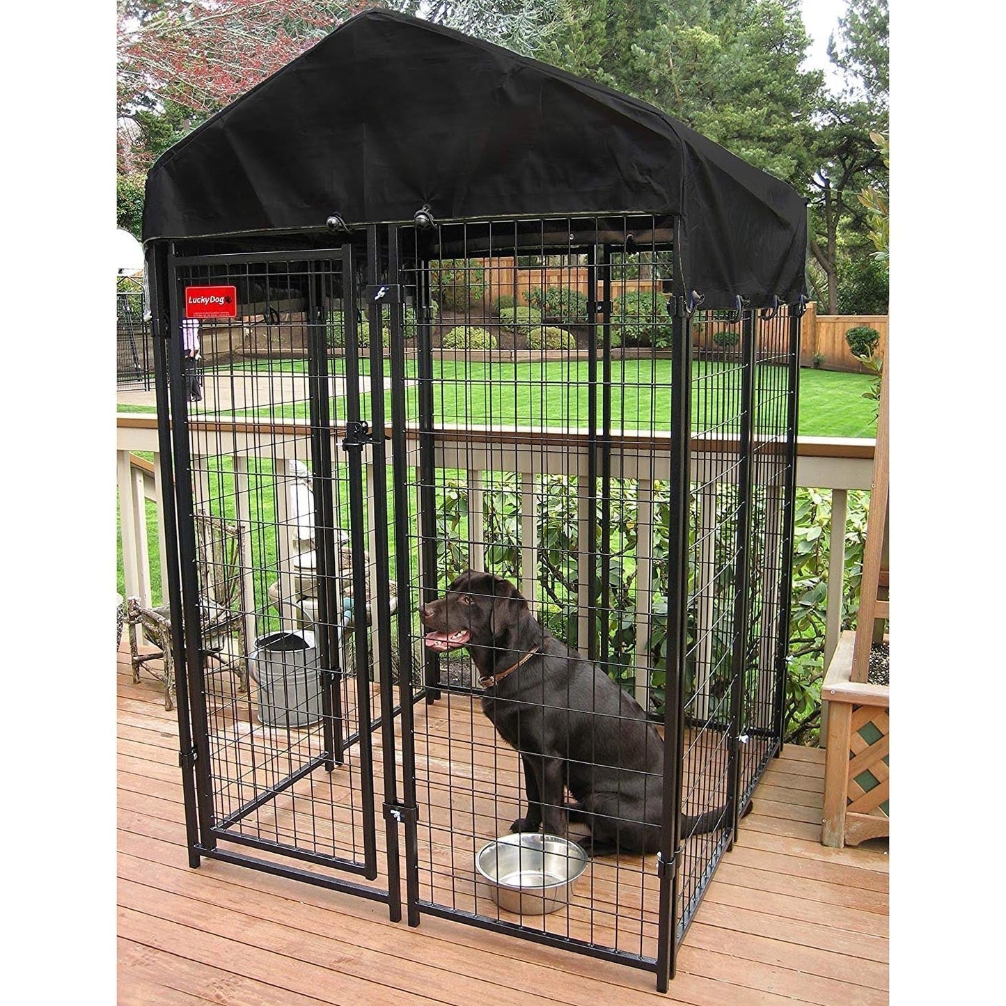 Lucky Dog Uptown Outdoor Covered Kennel Heavy Duty Dog Cage Pen (3 Pack) - 173760