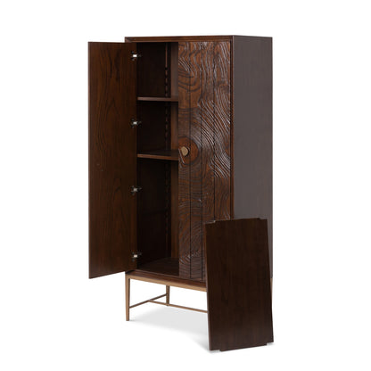 Park Hill Collection Addison Faux Bois Tall Cabinet - Elegant Walnut Beechwood Desi - EFC26060gn with Antique Brass Accents