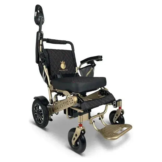ComfyGO Majestic IQ-7000 Remote Controlled Folding Electric Wheelchair Bronze / Black / Manual Folding