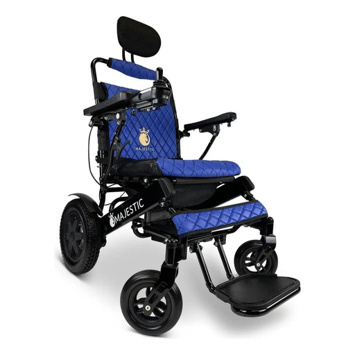 ComfyGO Majestic IQ-9000 Long Range Remote Controlled Folding Reclining Electric Wheelchair Black / Blue / Non-Reclining