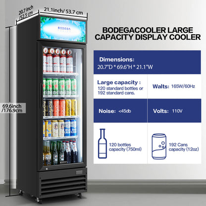 BODEGAcooler Commercial Glass Door Display Refrigerator Merchandiser 9 cu.ft - UL-SS-P238WD