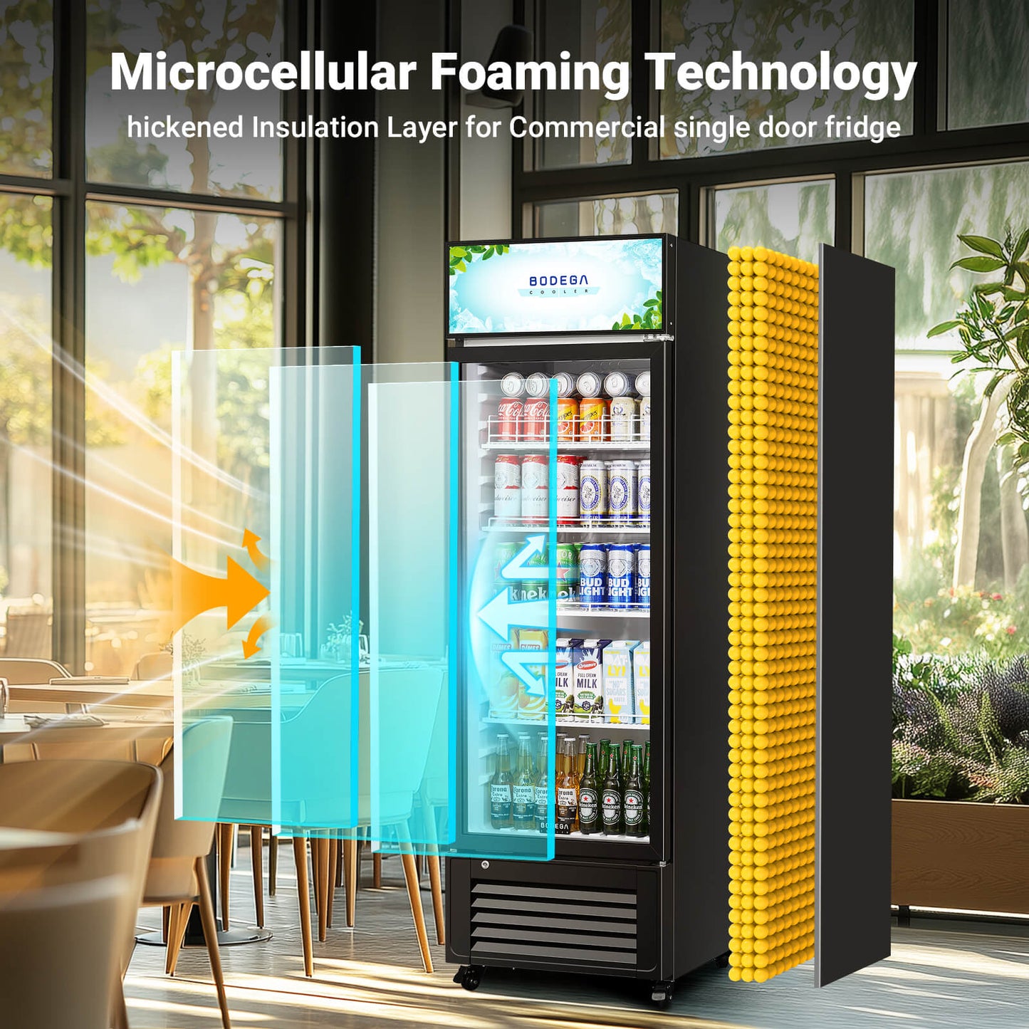 BODEGAcooler Commercial Glass Door Display Refrigerator Merchandiser 9 cu.ft - UL-SS-P238WD
