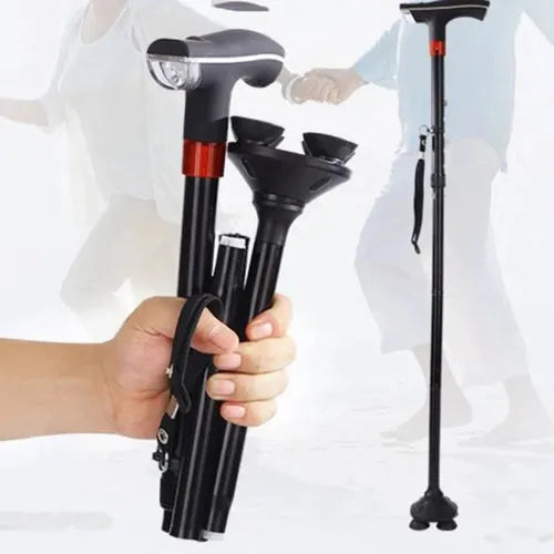 Compact Portable Walking Cane with LED