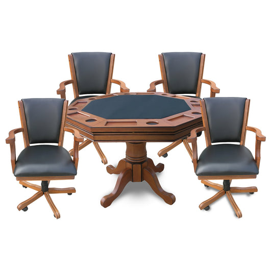 Hathaway Kingston Oak 3 in 1 Poker Table Set with Chairs - BG2351