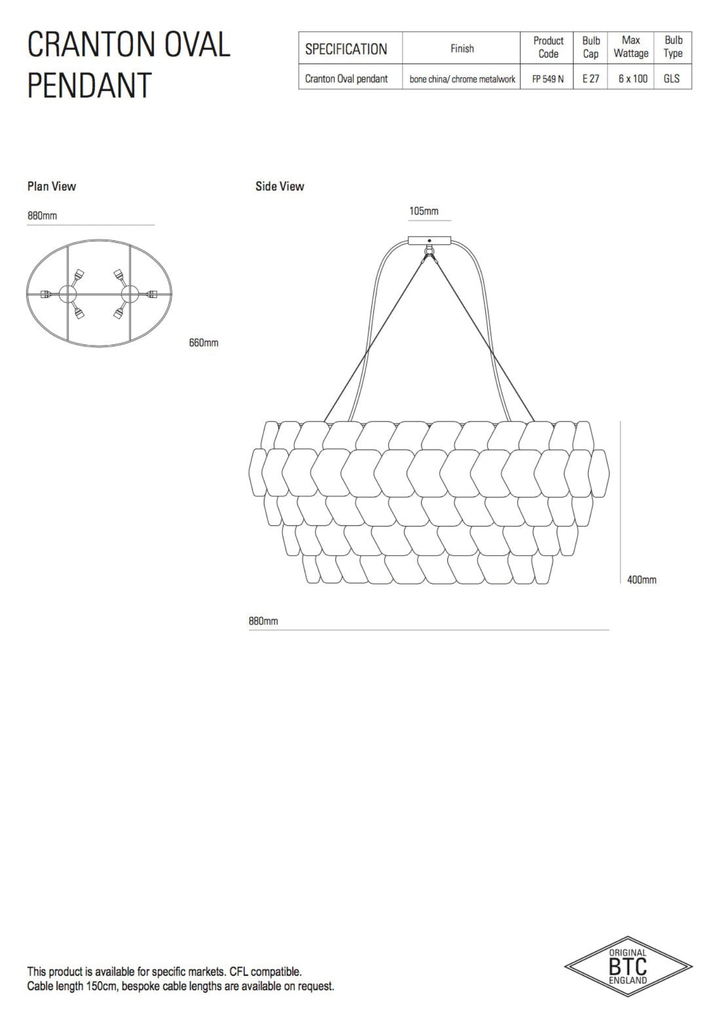 Original BTC Cranton Oval Pendant