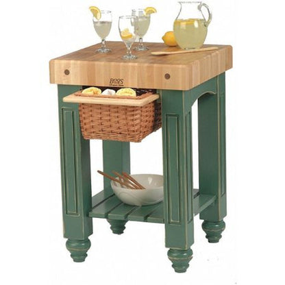 John Boos CU-GB25CG American Heritage Gathering Block Butcher Block Table 24" x 25" Clover Green Painted Base - JBCUGB25CG