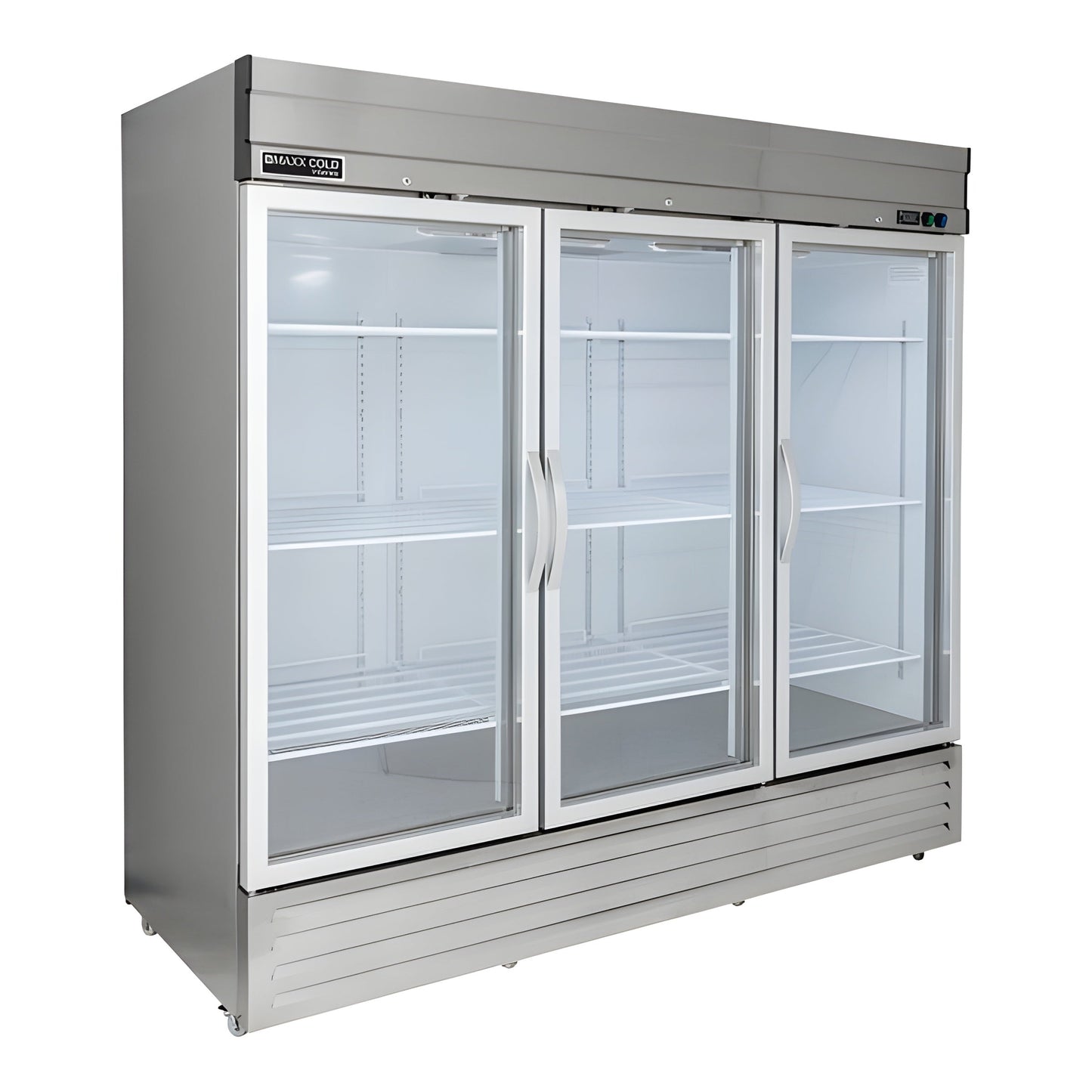 Maxx Cold V-Series 3 Glass Door Reach-In Refrigerator, Bottom Mount, in Stainless Steel - MVR-72GDHC