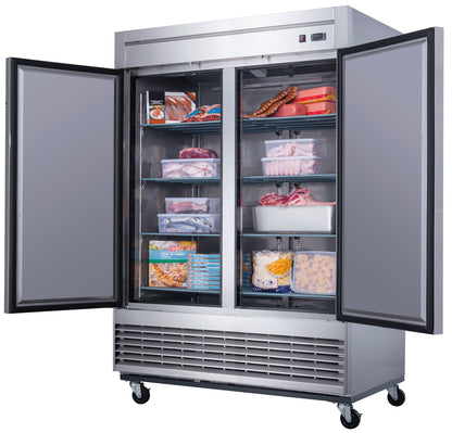 Chef AAA - Commercial 55" Reach-In Freezer Solid 2 Door 40 cu.ft. - T55F