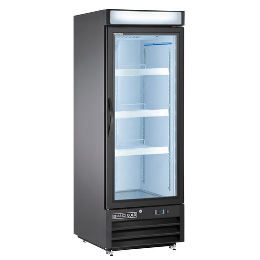 Maxx Cold Single Glass Door Merchandiser Refrigerator, Free Standing, 25"W, 16 cu. ft. Storage Capacity, in Black -  MXM1-16RBHC
