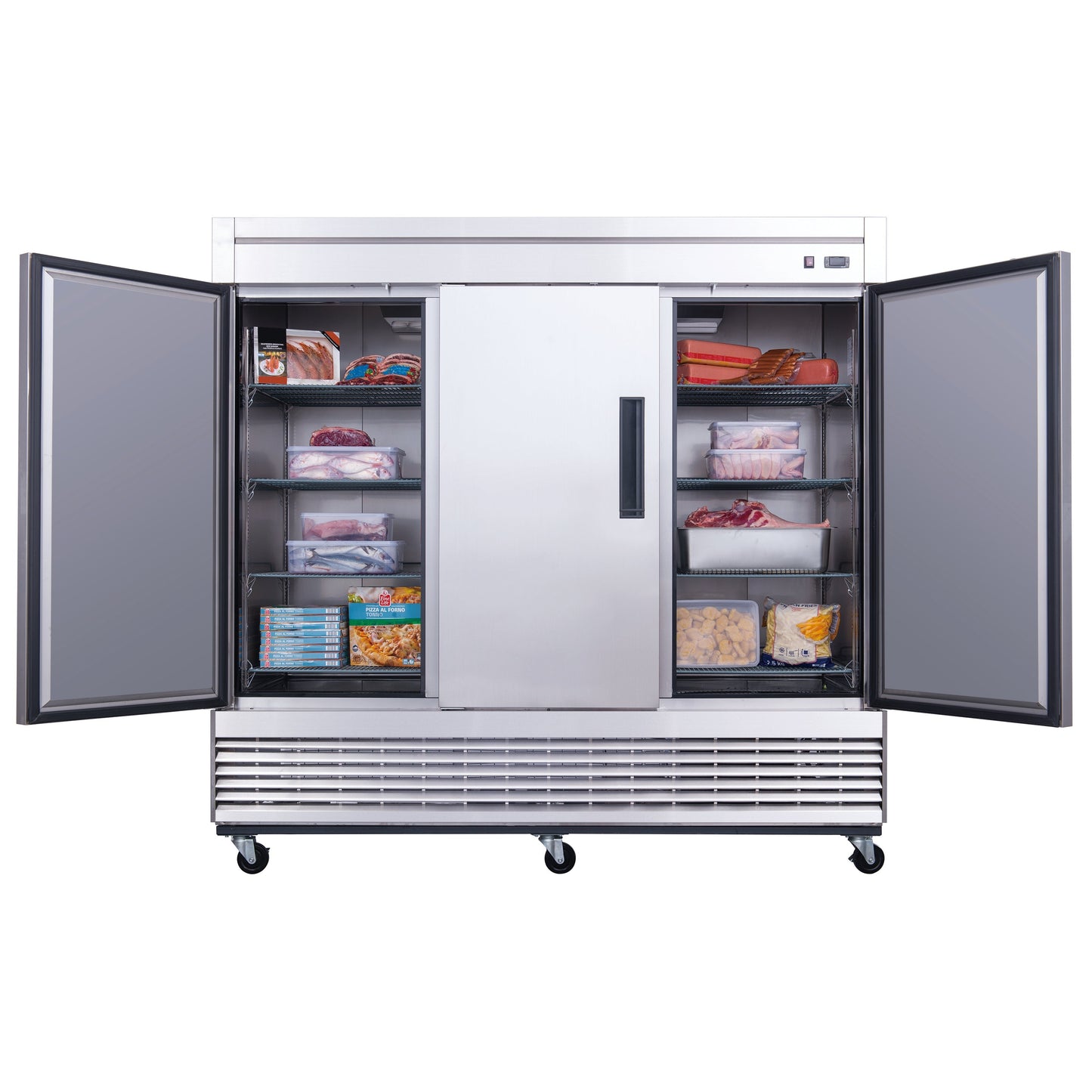 Chef AAA Commercial 83" Reach-In Freezer 3 Solid Door Stainless Steel 64 cu.ft. - T83F