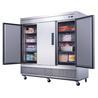 Chef AAA Commercial 83" Reach-In Refrigerator 3 Solid Door Stainless Steel 64 cu.ft. - T83R