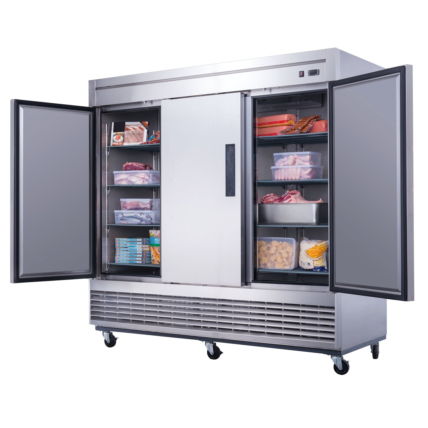 Chef AAA Commercial 83" Reach-In Freezer 3 Solid Door Stainless Steel 64 cu.ft. - T83F