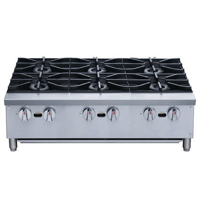 Chef AAA - TCHPA36 Commercial 36" Hot Plate with 6 Burners NG - TCHPA36