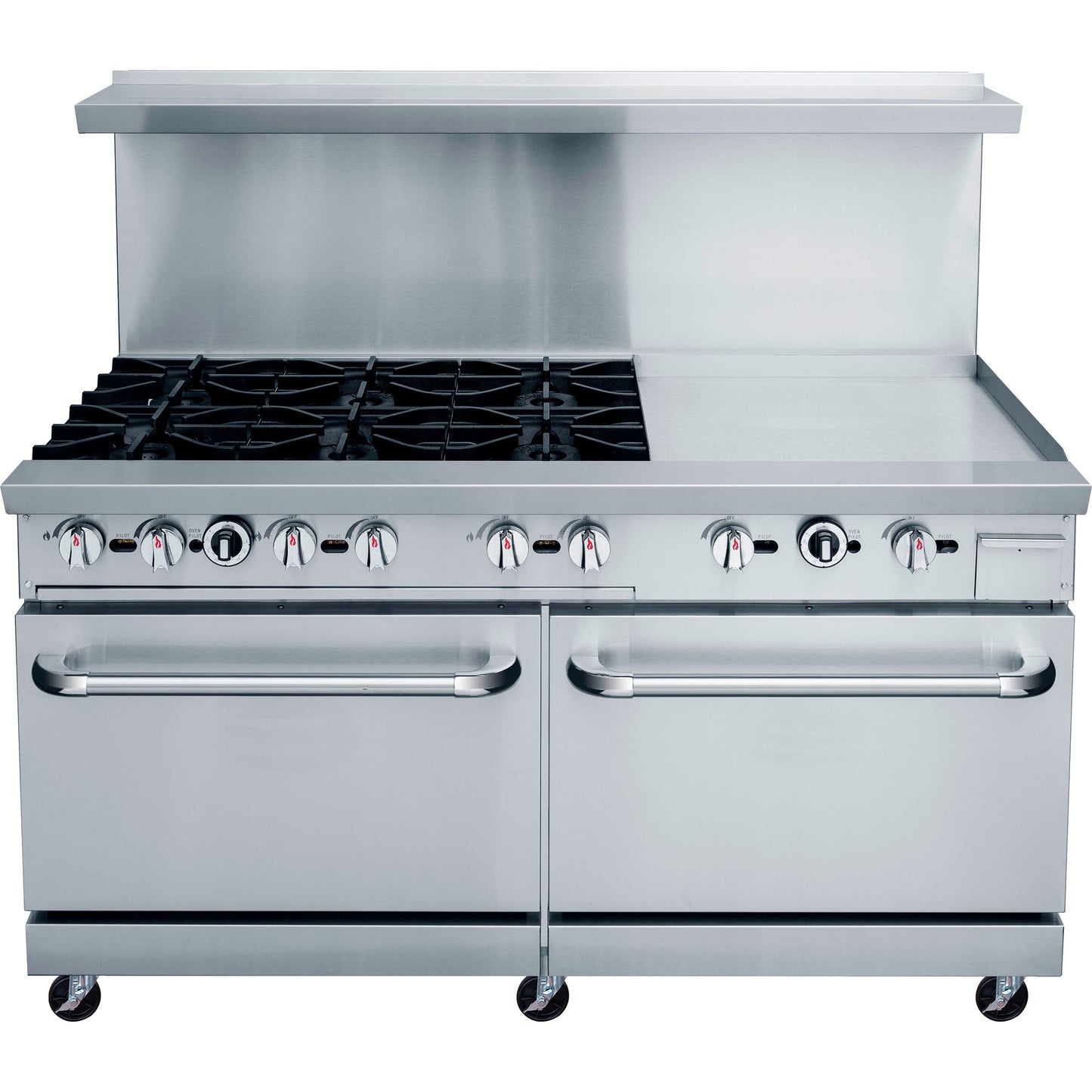 Chef AAA - TCR60-6B24GM Commercial 60" Oven Range Six Open Burner with 24" Griddle Natural Gas - TCR60-6B24GM