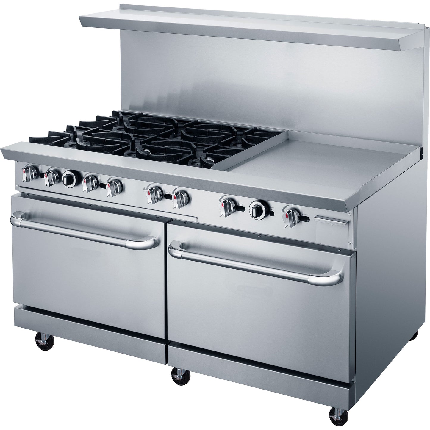 Chef AAA Commercial 60" Oven Range Four Open Burner with 36" Griddle Natural Gas - TCR60-4B36GM