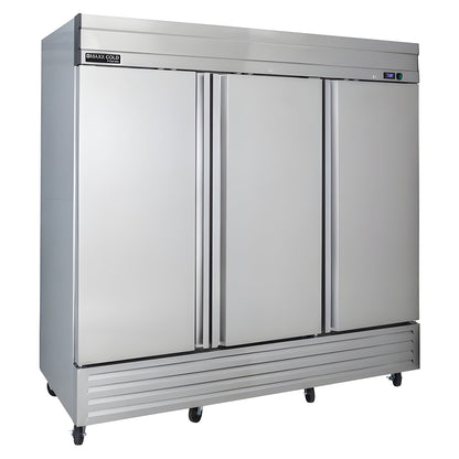 Maxx Cold V-Series 3 Door Reach-In Refrigerator, Bottom Mount, in Stainless Steel -  MVR-72FDHC